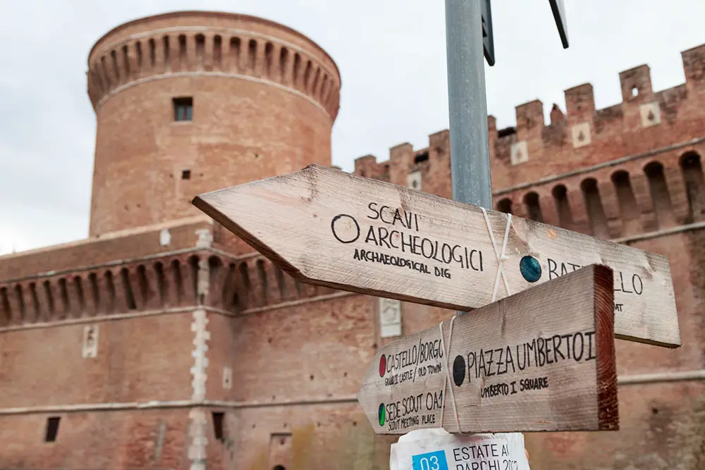 Ancient Castle in Ostia Antica, Italy