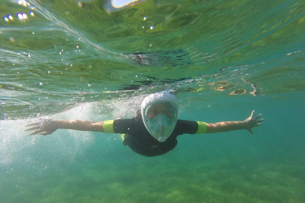 Beautiful water for snorkeling at Las Canteras beach in Gran Canaria