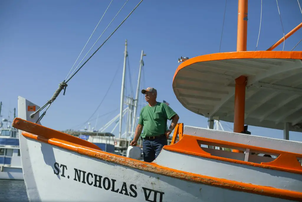 Fisherman on his boat in Tarpon Springs.