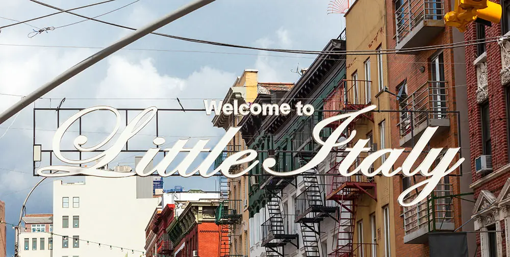 The iconic sign welcoming you to Little Italy in New York City