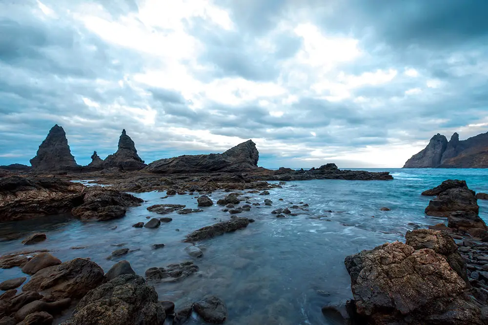 Stone cliffs on the west coast of La Gomera