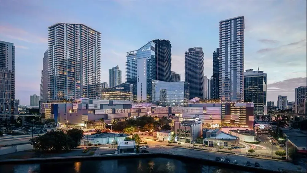 Outside aerial view of Brickell City Centre in Miami, Florida