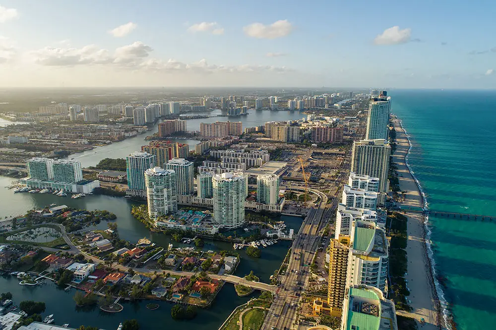 Helicopter view of Miami