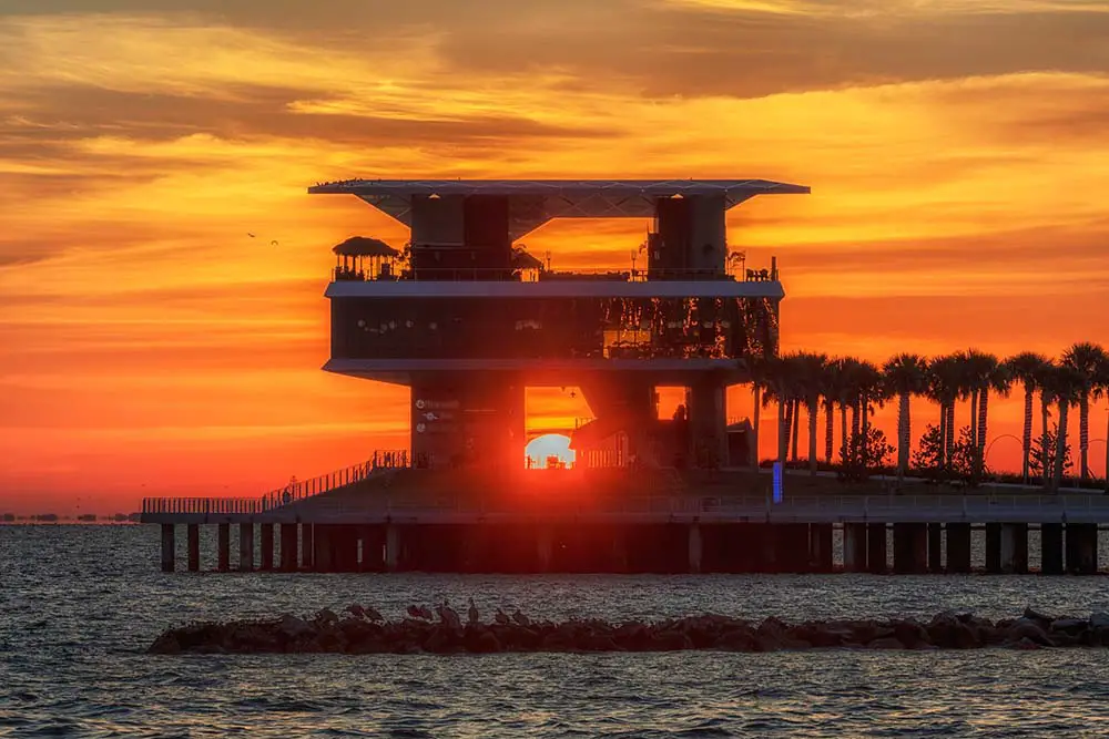 Sunset behind St Pete's Pier