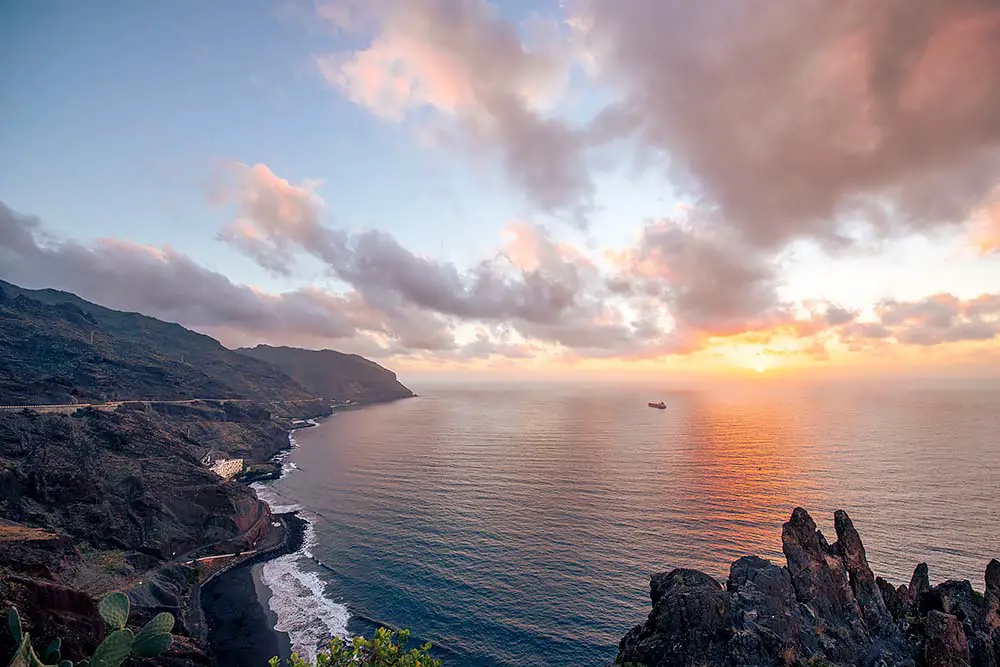 An aerial view of the coastline of Anaga Rural Park