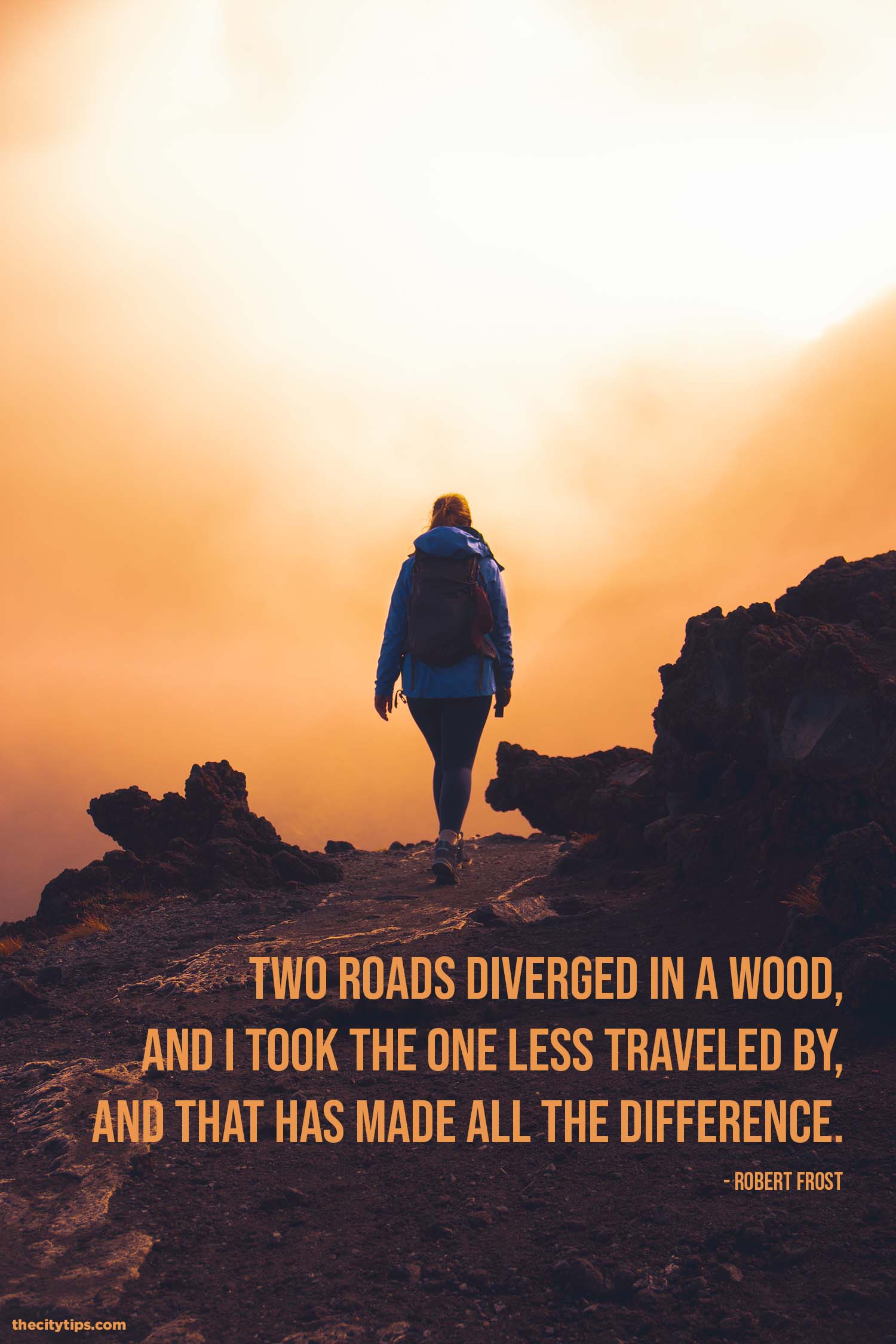 "Two roads diverged in a wood, and I took the one less traveled by, and that has made all the difference." by Robert Frost