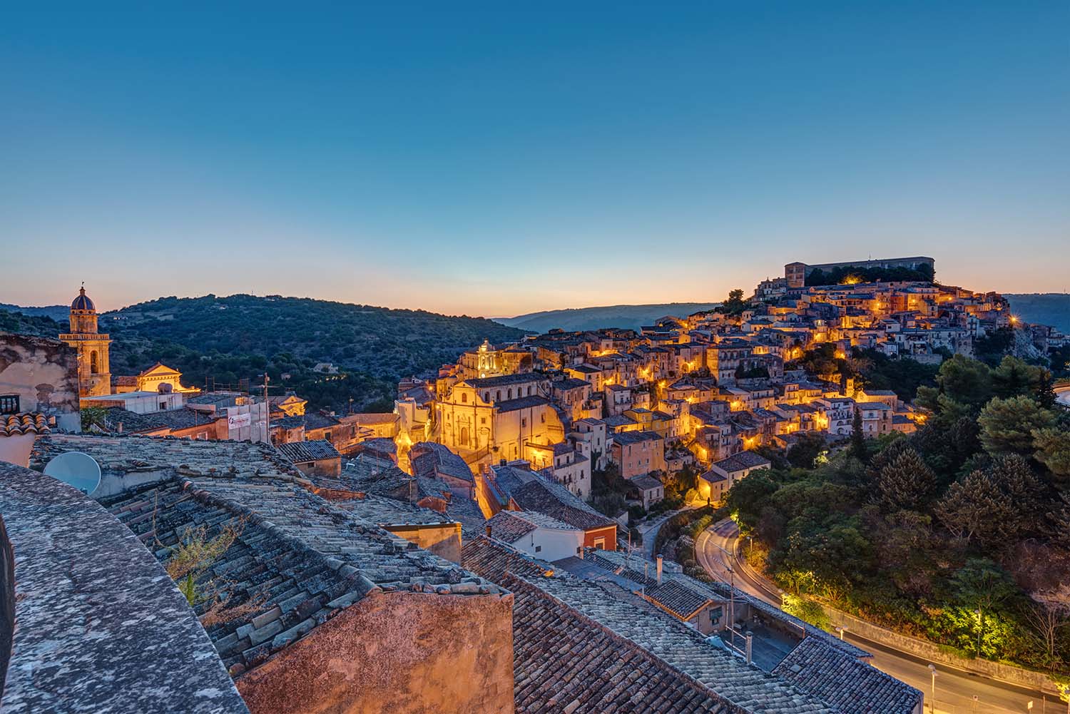 The small town Ragusa Ibla, Sicily at sunrise